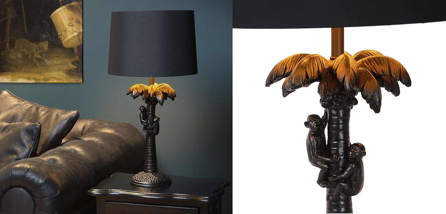 Настольная лампа Черная Пальма Monkeys on a palm table lamp black Настольная лампа Черная Пальма Monkeys on a palm table lamp black - Loft-Concept в Омске