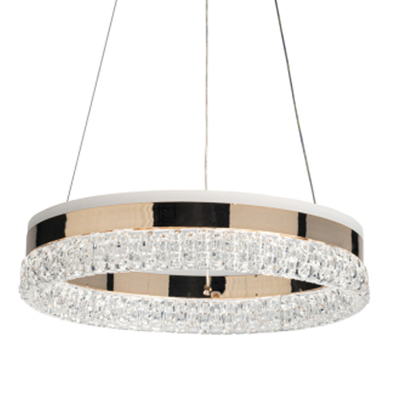 Люстра в виде кольца золотого цвета с прозрачными вставками Radiant Rail Прозрачный Золотой в Омске | Loft Concept 