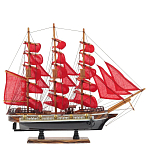 Декоративная модель деревянного парусника с красными парусами в подарочной упаковке With The low варинант исполнения - 1 | Loft Concept в Омске