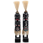Комплект из 2-х деревянных статуэток Asmat Straw Headdress Statuettes Black Turquoise варинант исполнения - 4 | Loft Concept в Омске