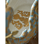 Чаша голубого цвета с оранментом и и бронзовыми фигурами леопардов Eden Garden варинант исполнения - 11 | Loft Concept в Омске