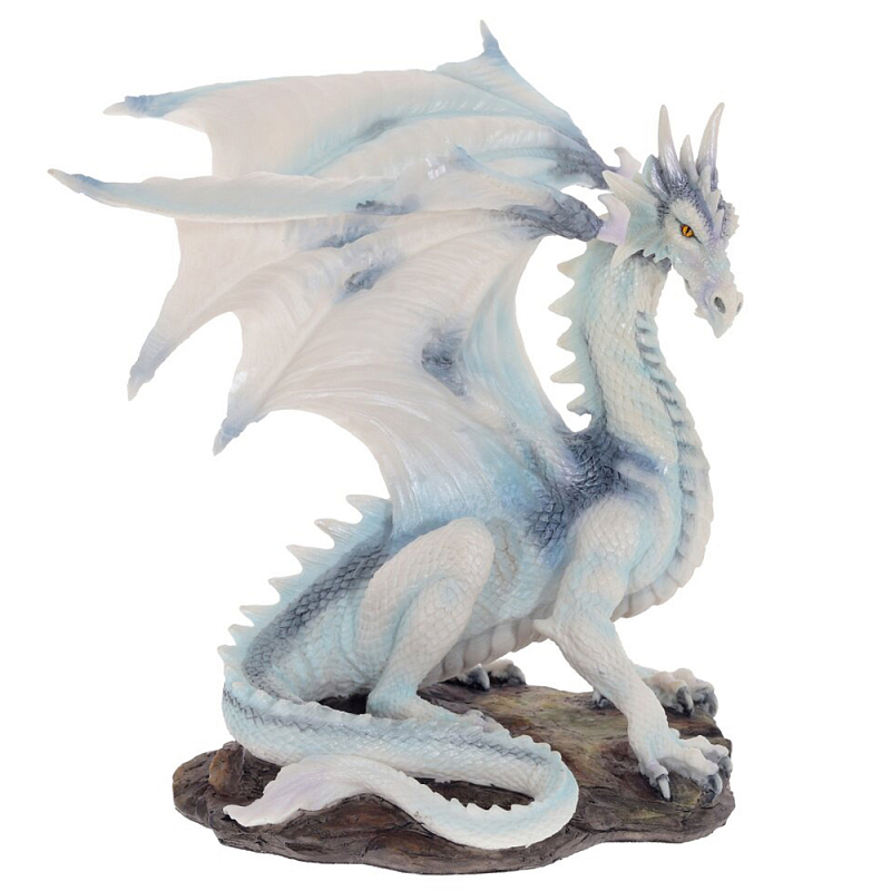 Декоративная статуэтка Белый Дракон Dragon White Statuette Белый Светло-синий Коричневый в Омске | Loft Concept 