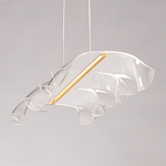 Люстра линейная с 3-мя белыми волнистыми плафонами Wave Line варинант исполнения - 7 | Loft Concept в Омске