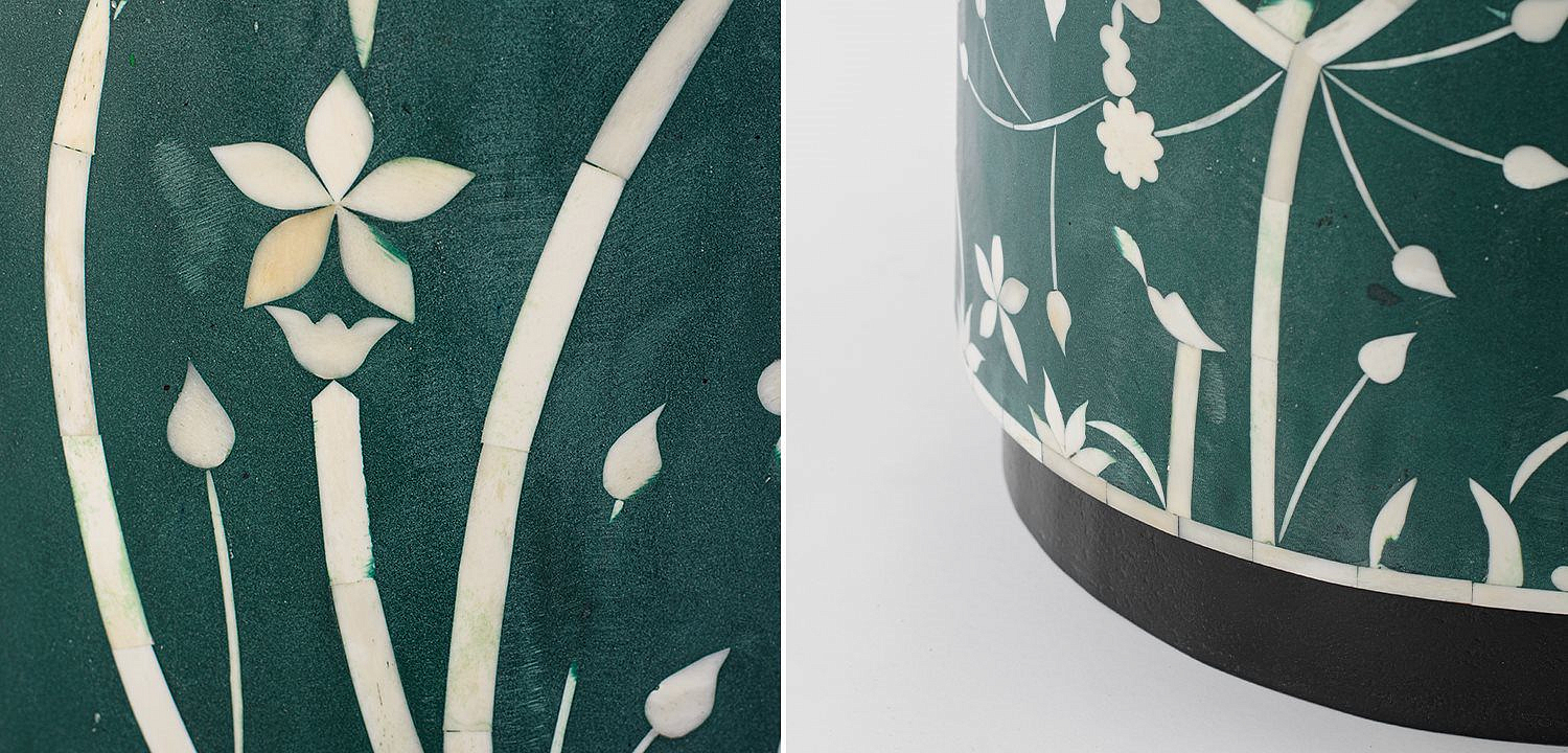 Табурет Green Flower Indian Bone Inlay stool Табурет Green Flower Indian Bone Inlay stool - Loft-Concept в Омске