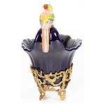 Чаша темно-синего цвета из фарфора с разноцветной птичкой Eden Garden porcelain and bronze варинант исполнения - 3 | Loft Concept в Омске