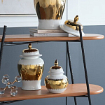 Ваза белая с крышкой и золотистыми фрагментами 24 см Chinoiserie Ceramics варинант исполнения - 4 | Loft Concept в Омске