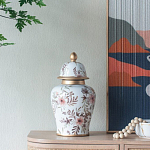 Ваза с нежным цветочным узором в пастельных тонах и крышкой с золотым акцентом Chinoiserie Ceramics варинант исполнения - 5 | Loft Concept в Омске