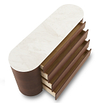 Дизайнерский комод овальной формы с белой столешницей и 4-мя ящиками Gioli варинант исполнения - 1 | Loft Concept в Омске