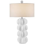 Настольная лампа белая с тканевым абажуром в форме цилиндра Morphing варинант исполнения - 3 | Loft Concept в Омске