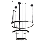 Люстра подвесная с 3-мя кольцами из кожаных ремней черного цвета Half Ring Horizontal  варинант исполнения - 2 | Loft Concept в Омске