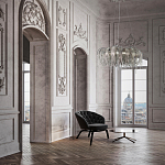 Люстра подвесная круглая с изогнутыми металлическими дугами и ниспадающими цепочками 65 см Atlantis Chain варинант исполнения - 18 | Loft Concept в Омске