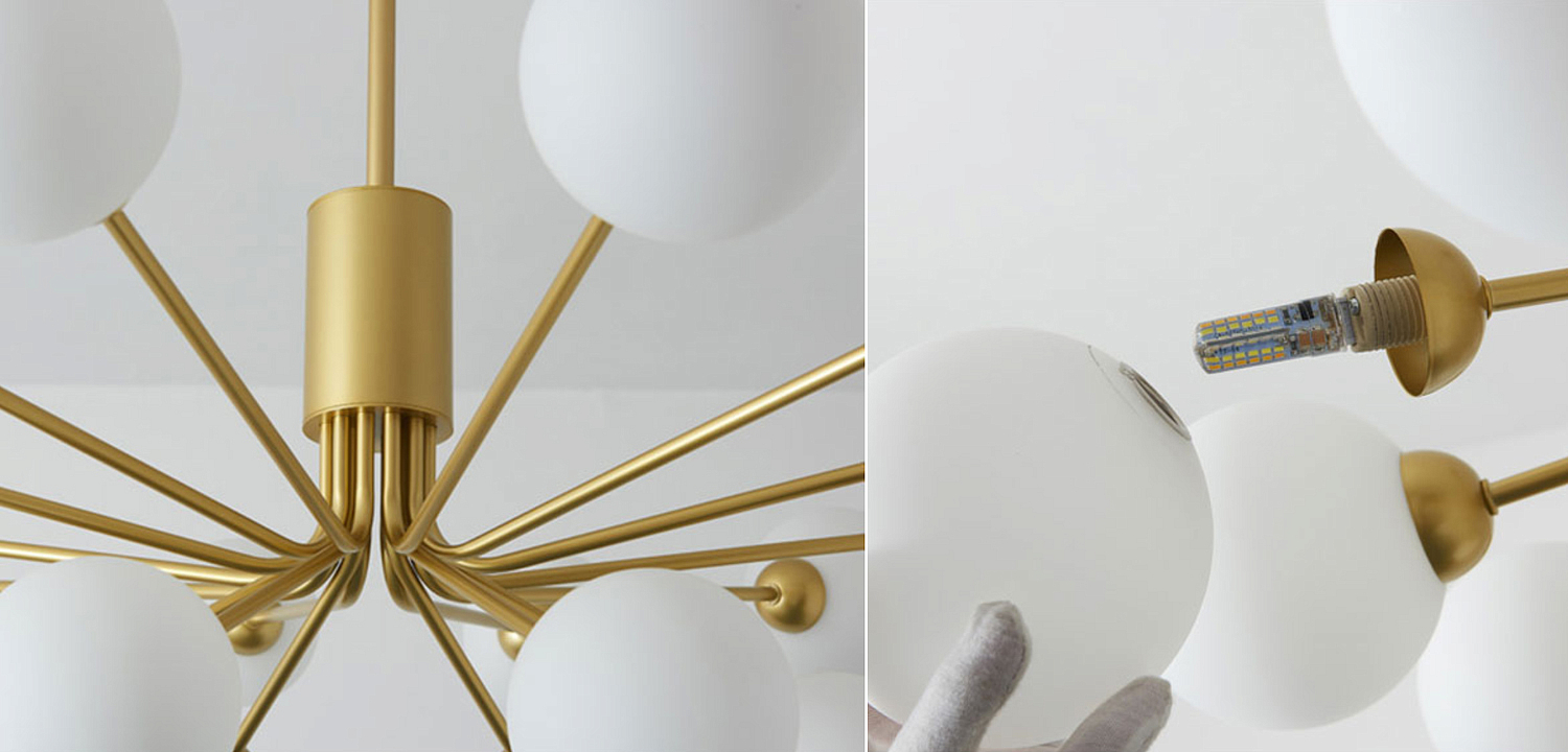 Люстра Berries Chandelier White Balloons Gold 18 Люстра Berries Chandelier White Balloons Gold 18 - Loft-Concept в Омске