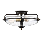 Потолочный светильник со стеклянным плафоном на изогнутых кронштейнах Quoizel  варинант исполнения - 4 | Loft Concept в Омске