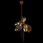 Люстра подвесная со стеклянными плафонами из дымчатого и золотистого с тремя вертикальными подвесками Gilded Mirage  варинант исполнения - 6 | Loft Concept в Омске