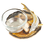 Икорница с декором "Стерлядка" с гравировкой на подставке из натурального камня Агат Decorative Cavair Dishes варинант исполнения - 2 | Loft Concept в Омске