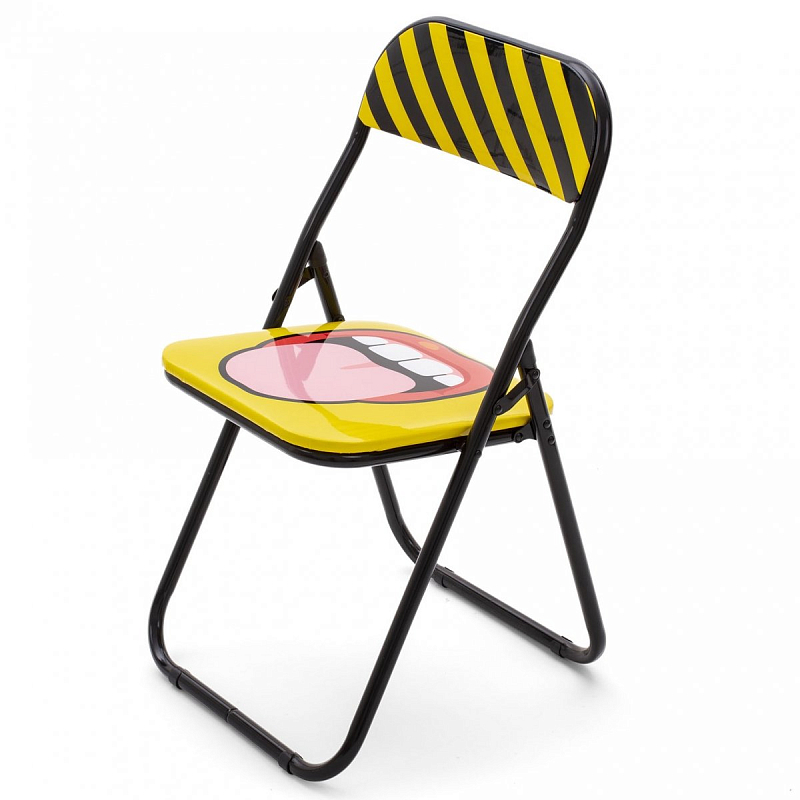 Стул Seletti Folding Chair Tongue Желтый Черный в Омске | Loft Concept 