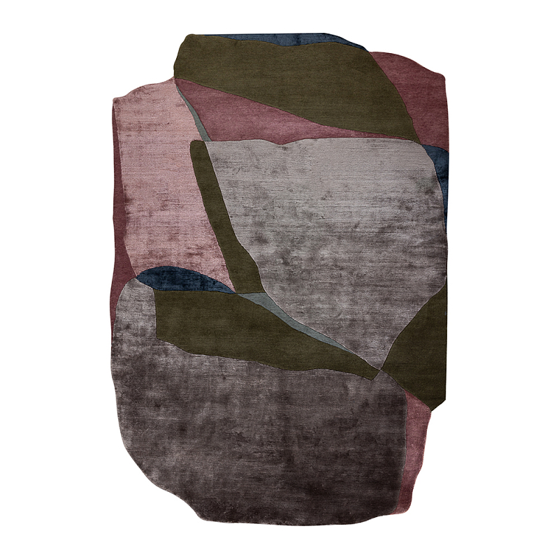 Ковер шелк Manhattan Wool Silk Carpet II Розовый Серый Зеленый в Омске | Loft Concept 