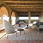 Дизайнерский кофейный стол из дерева с керамической столешницей уличный SWAY Coffee Table варинант исполнения - 9 | Loft Concept в Омске