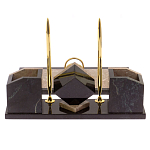 Настольный письменный набор из бежевого мрамора с часами Marble Accessory варинант исполнения - 3 | Loft Concept в Омске