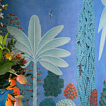 Обои ручная роспись Malwa Special Colourway on blue painted Xuan paper варинант исполнения - 2 | Loft Concept в Омске