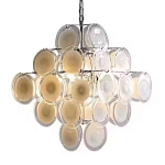 Люстра  с каскадом из круглых декоративных элементов  White Clear Glass Chandelier варинант исполнения - 6 | Loft Concept в Омске