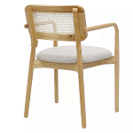 Стул обеденный с мягким сиденьем и спинкой из плетеного ротанга Wood and Textile Chair варинант исполнения - 3 | Loft Concept в Омске