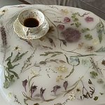 Журнальный стол из эпоксидной смолы с цветами White Flowers Epoxy Resin Coffee Table варинант исполнения - 4 | Loft Concept в Омске