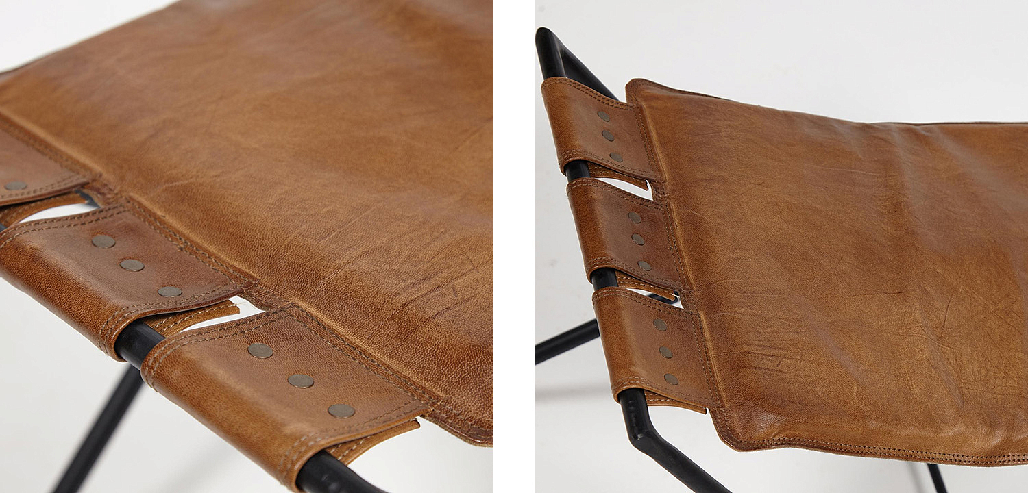 Табурет из кожи буйвола Industrial leather folding stool Табурет из кожи буйвола Industrial leather folding stool - Loft-Concept в Омске