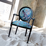 Полукресло из массива бука бирюзовое с изображением птиц и цветов Turquoise Chinoiserie Garden Chair варинант исполнения - 6 | Loft Concept в Омске