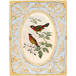 Декоративный постер с изображением птиц в раме с рельефным растительным узором Blooming Birds Poster варинант исполнения - 7 | Loft Concept в Омске