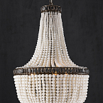 Люстра каплевидной формы декорированная нитями стеклянных бусин молочного цвета Bead threads варинант исполнения - 2 | Loft Concept в Омске