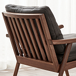 Кресло c каркасом из массива дерева и мягкой кожаной обивкой Walnut Armchair варинант исполнения - 9 | Loft Concept в Омске
