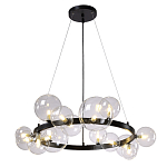 Люстра круглая подвесная с 15-ю прозрачными шарообразными плафонами из стекла Iona chandelier варинант исполнения - 8 | Loft Concept в Омске
