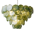 Люстра из зеленых стеклянных дисков с перламутровым эффектом Green Glowing Glaze варинант исполнения - 6 | Loft Concept в Омске