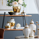 Ваза с золотыми полосами на белом фоне Chinoiserie Ceramics варинант исполнения - 4 | Loft Concept в Омске