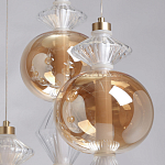 Люстра с плафонами из прозрачного и янтарного стекла в виде шаров и ромбов Gabriel Scott Luna варинант исполнения - 9 | Loft Concept в Омске