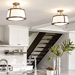 Потолочный светильник со светлым текстильным абажуром Hinkley варинант исполнения - 10 | Loft Concept в Омске