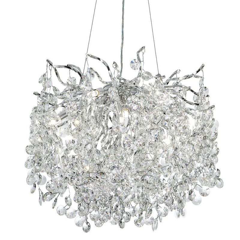 Люстра с хрустальными подвесками на металлических ветках Fairytree Light Silver Chandelier 10 Серебряный Прозрачное Стекло Люстра с хрустальными подвесками на металлических ветках Fairytree Light Silver Chandelier 10 Серебряный Прозрачное Стекло в Омске | Loft Concept