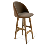 Барный стул со спинкой на 4-х деревянных ножках Коричневый Велюр Vendramin Chair  варинант исполнения - 1 | Loft Concept в Омске