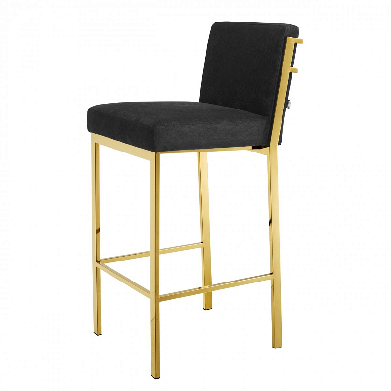 Барный стул Eichholtz Bar Stool Scott Gold Черный Глянцевое золото в Омске | Loft Concept 