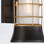 Настенный фонарь цилиндрической формы с рифленым стеклом в золотом каркасе на черном прямоугольном основании Eurofase варинант исполнения - 14 | Loft Concept в Омске