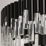 Люстра круглая из матового черного металла с подвесками из прозрачных стеклянных трубок Noir Tubes варинант исполнения - 7 | Loft Concept в Омске