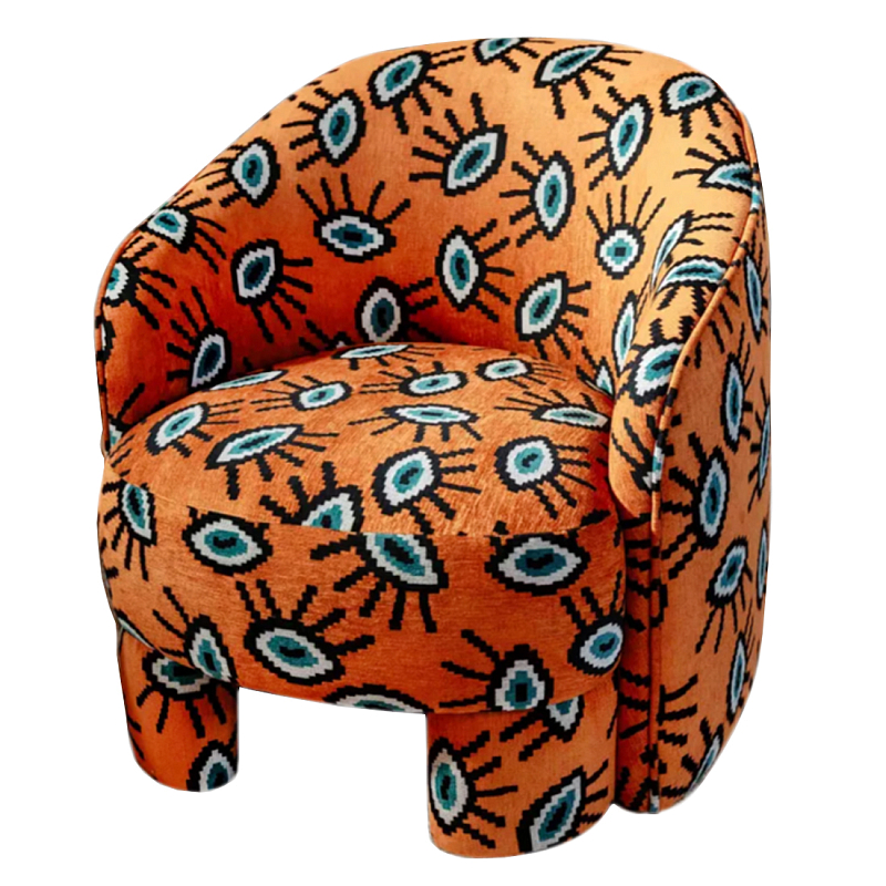 Акцентное Кресло Leela Оранжевый Орнамент Оранжевый в Омске | Loft Concept 