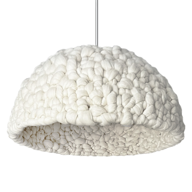 Вязаный подвесной светильник из шерсти Dome Wool Lamp Белый Вязаный подвесной светильник из шерсти Dome Wool Lamp Белый в Омске | Loft Concept