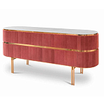 Дизайнерский комод овальный с розовой бархатной обивкой Edith варинант исполнения - 1 | Loft Concept в Омске