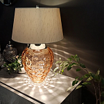 Настольная лампа с фактурным стеклянным основанием красного цвета с хромированной деталью у горловины и белым абажуром из искусственного шёлка Elstead Lighting варинант исполнения - 2 | Loft Concept в Омске