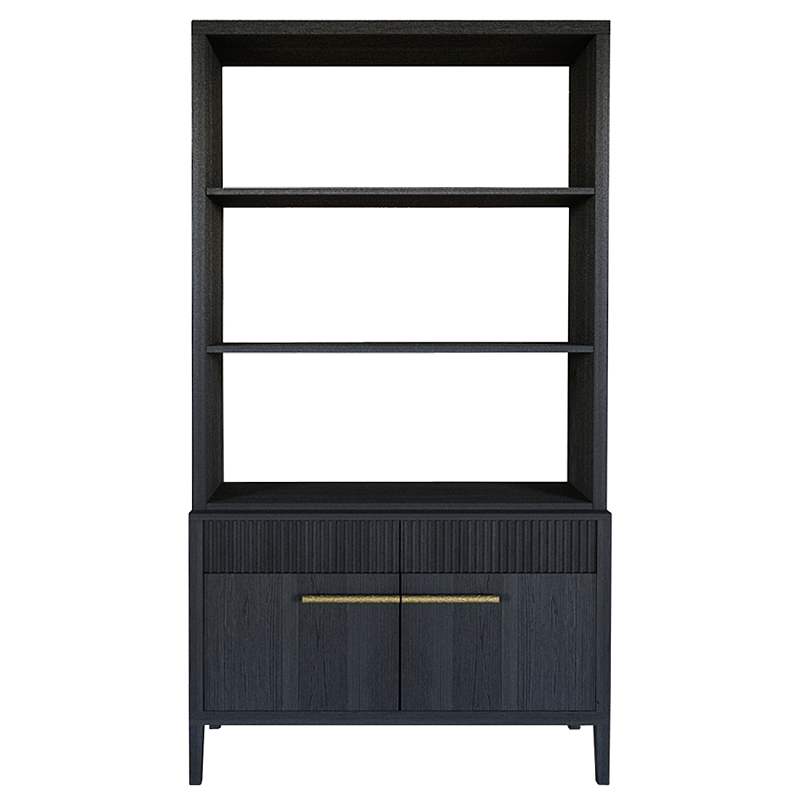 Стеллаж Primo с ящиками Черный дуб  Черный матовый в Омске | Loft Concept 