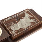 Настольный письменный набор с часами в виде пирамиды из природного камня обсидиана Pyramid of Time варинант исполнения - 4 | Loft Concept в Омске