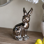 Статуэтка заяц из текстурированной терракоты и покрытый глянцевой краской под бронзу Rabbit Charm  варинант исполнения - 5 | Loft Concept в Омске