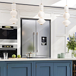 Подвесной светильник белого цвета с тремя геометрическими плафонами Alora Mood варинант исполнения - 12 | Loft Concept в Омске